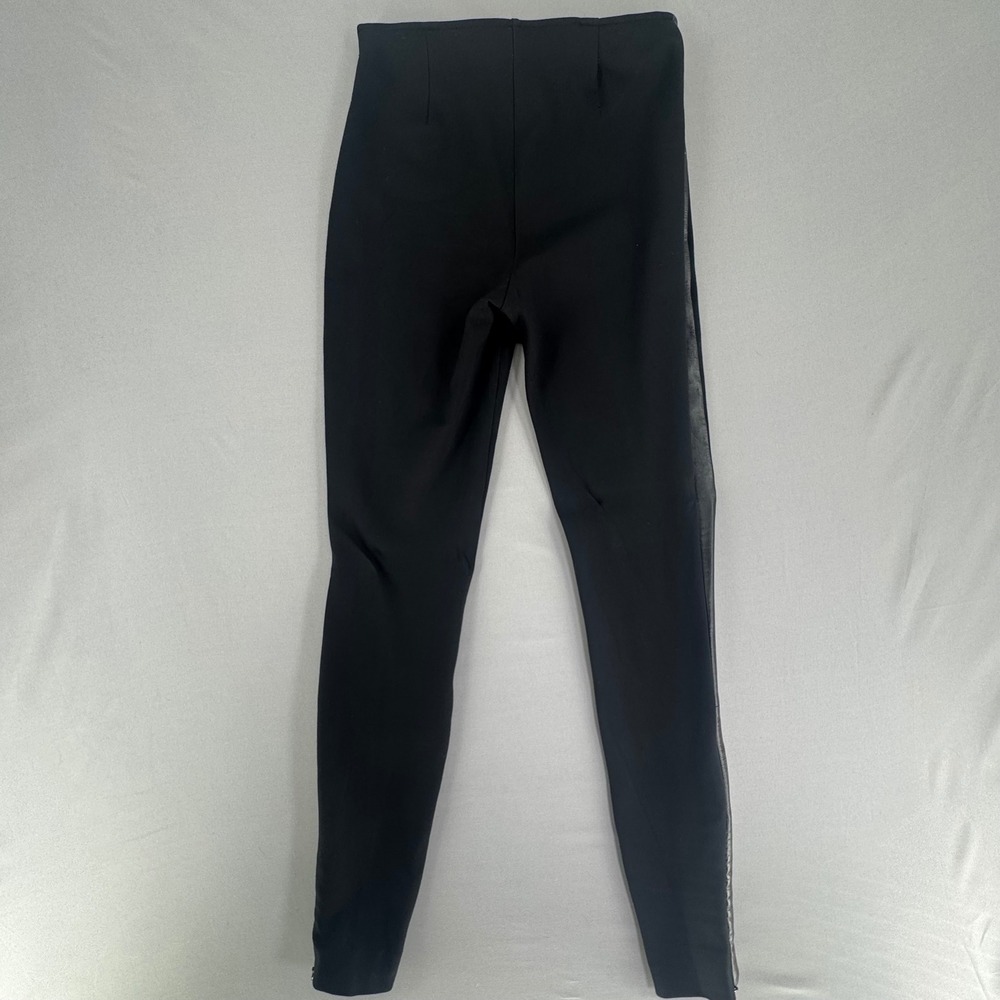 Polo Ralph Lauren Black Leather Trim Tuxedo Skinny Pants Womens Size 2 Side Zip